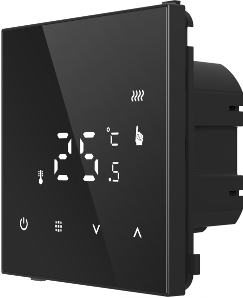 Donel Термостат электронный с датчиком пола, непрограммир. 16 A, 70*70 мм., черное стекло, серия DTEF