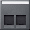 SE Merten SM Антрацит Накладка розетки ТЛФ/комп 2-ой прямой