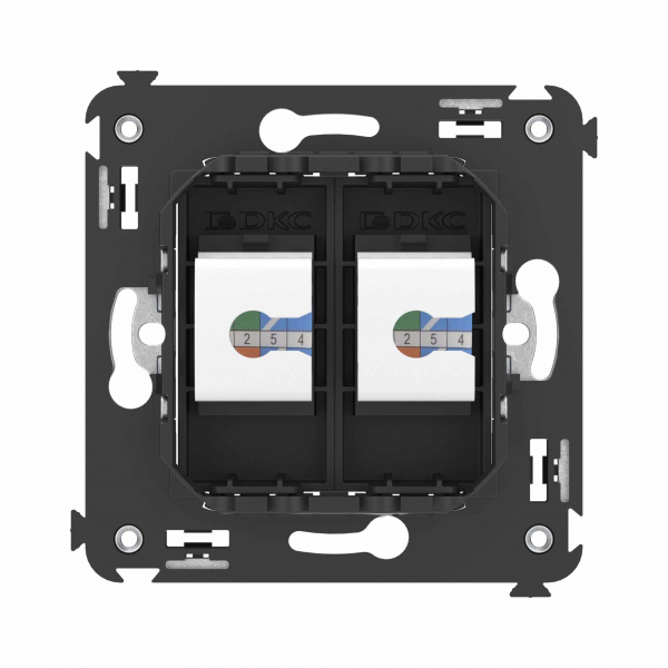 DKC Avanti Телефонная розетка RJ-12 без шторки в стену двойная, Черный матовый