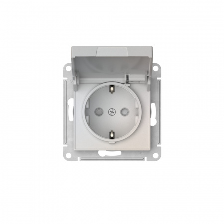 Systeme Electric AtlasDesign Жемчуг Розетка с заземл. со шторк. с крышкой, 16А, IP20,мех., быстрозажим. клем.