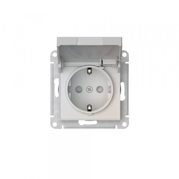 Systeme Electric AtlasDesign Жемчуг Розетка с заземл. со шторк. с крышкой, 16А, IP20,мех., быстрозажим. клем.