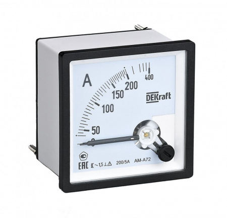DEKraft Амперметр аналоговый 1000/5А AC 96х96мм КТ 1,5 трансф. подкл. DEKraft Амперметр аналоговый 1000/5А AC 96х96мм КТ 1,5 трансф. подкл.