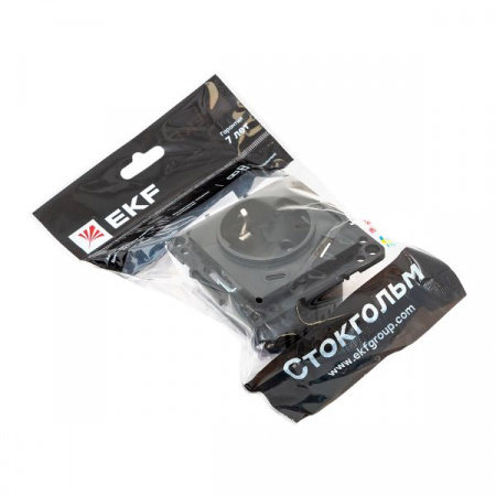 EKF Стокгольм Механизм Розетки 1-местной с/з, USB A+C 16А винтовые клеммы черный с защ. штор.