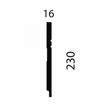 Плинтус AP27 под покраску, белый, 230x16x2400 мм, МДФ, с пазом
