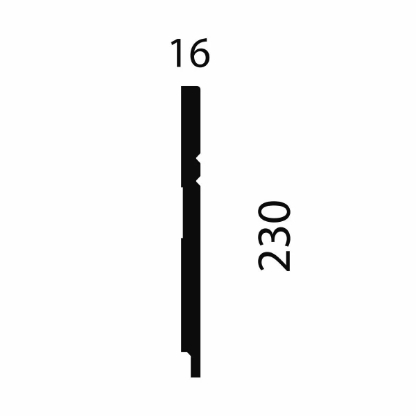 Плинтус AP27 под покраску, белый, 230x16x2400 мм, МДФ, с пазом
