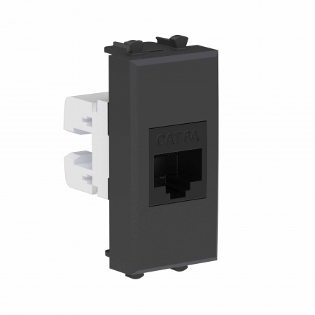 DKC Avanti Компьютерная розетка RJ-45 без шторки модульная, кат.6А, Черный матовый, 1 модуль
