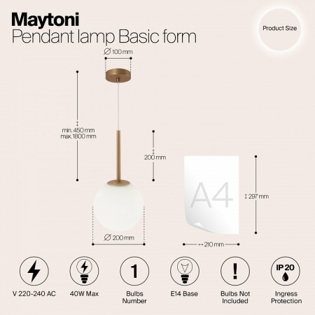 Подвесной светильник MOD321PL-01G3 Maytoni Basic form