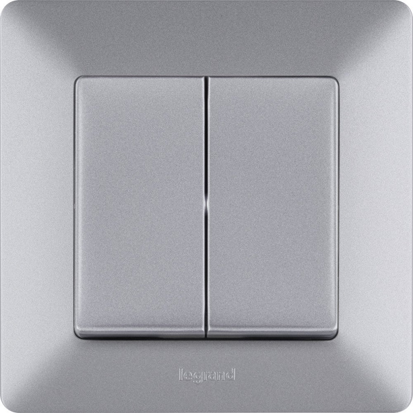 Legrand Valena LIFE DIY Алюм Переключатель 2-клавишный 10А 250В