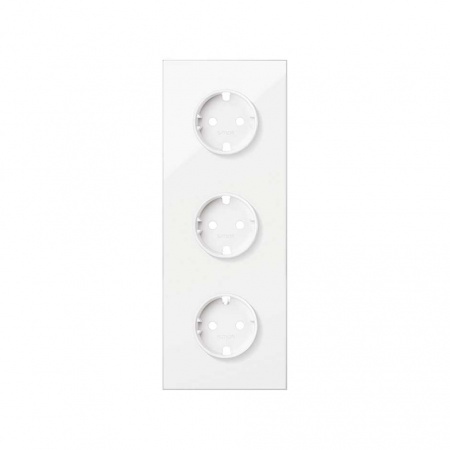 Simon 100 Белый глянец Кит 3 поста, фронт. Накладка на 3 розетки Schuko