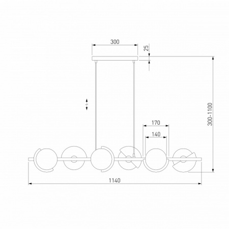 Умный подвесной светильник со стеклянными плафонами 70149/6 черный/латунь Eurosvet Moity