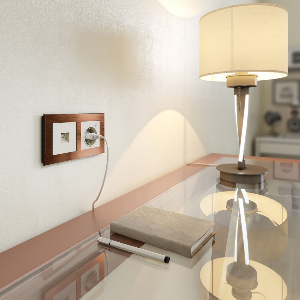 Умная встраиваемая розетка с заземлением с защитными шторками (слоновая кость) W1171603