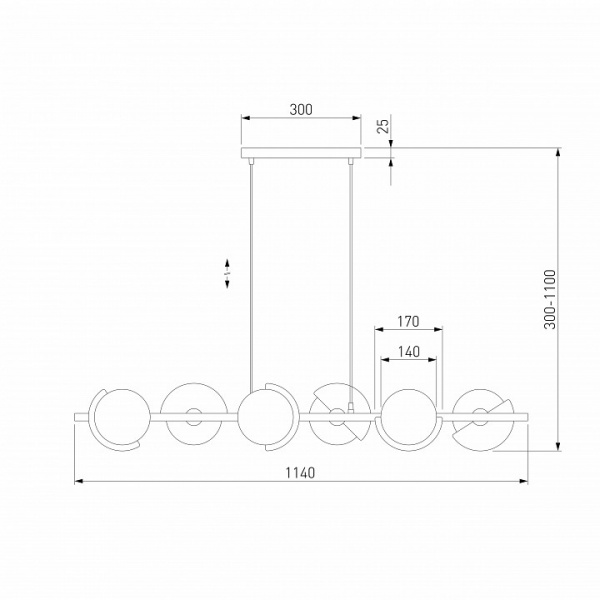 Умный подвесной светильник со стеклянными плафонами 70149/6 черный/латунь Eurosvet Moity