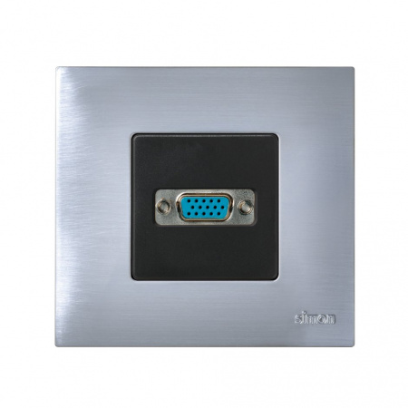 Simon 27 Мех Графит Разъём VGA, широкий, винты