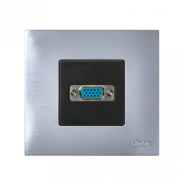 Simon 27 Мех Графит Разъём VGA, широкий, винты