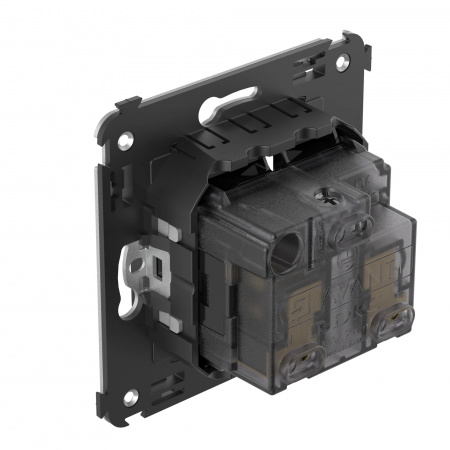 DKC Avanti Черный квадрат Розетка 2P+E со шторками