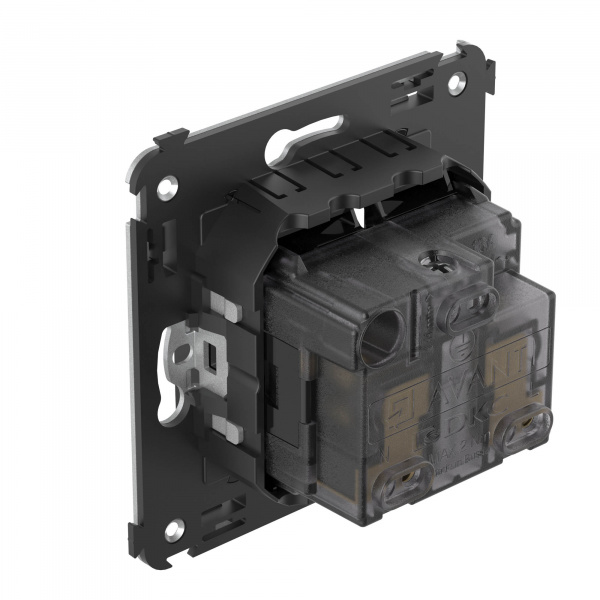 DKC Avanti Черный квадрат Розетка 2P+E со шторками