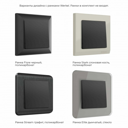 Выключатель одноклавишный проходной черный матовый W1112008