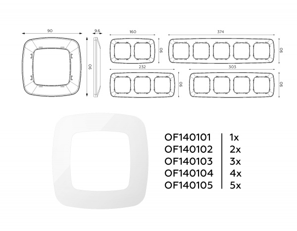 Рамка OMEGA Ecta (Белый глянец) 5-ая OF140105