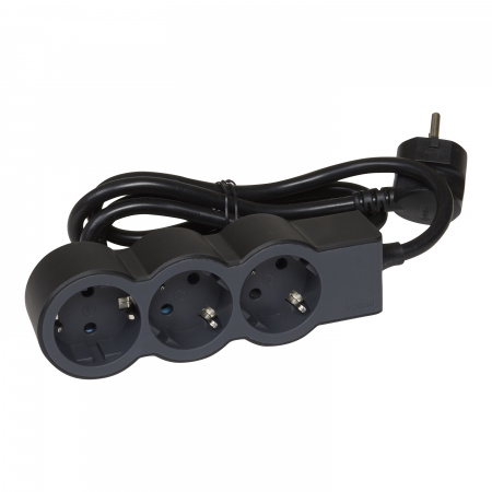 Legrand Revolution Стандарт Черный Удлинитель 3x2К+З, кабель 5м