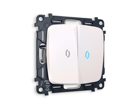 Комплект механизма 2-клавишного выключателя с подсветкой 10000K OMEGA MO204020 Жемчуг QUANT