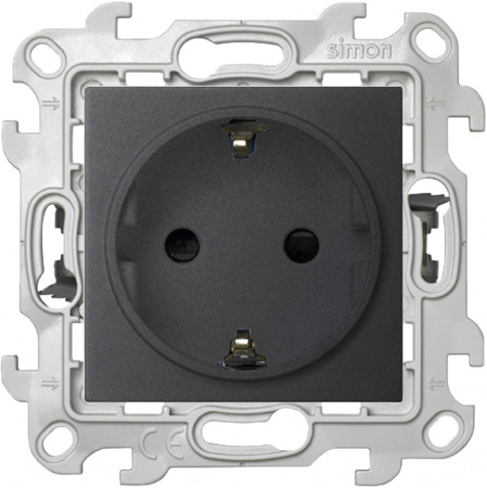 Simon 24 Графит Розетка 2К+3 с защитными шторками Push&Go