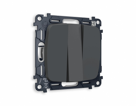 Комплект механизма 3-клавишного выключателя OMEGA MO905010 Графит мягкое касание QUANT