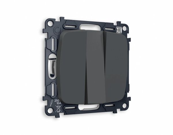 Комплект механизма 3-клавишного выключателя OMEGA MO905010 Графит мягкое касание QUANT