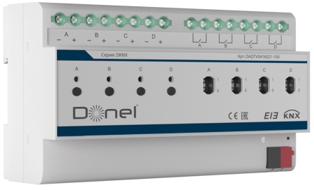 Donel KNX Диммер 1-10V , 4-канальный, 16A, DADTV0416021-10V