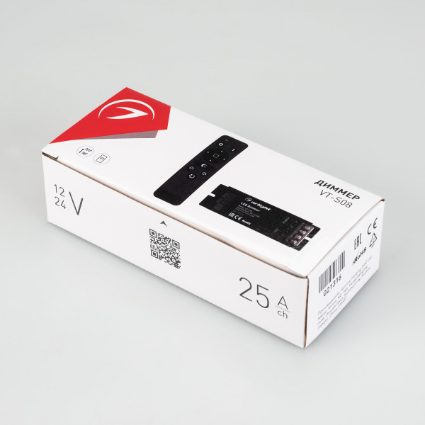 Arlight Диммер VT-S08-1x25A (12-24V, ПДУ Стик 12кн, RF) (IP20 Металл, 3 года)