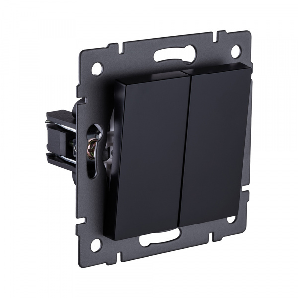 Выключатель 2-клавишный проходной 10А/250В, черный Kollinger REA-S-009BK для Aspekt, Eleganz, Reflex