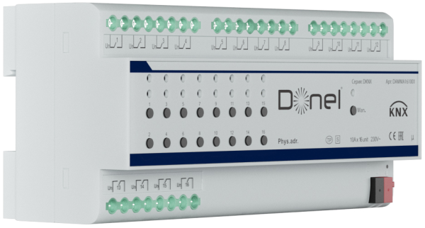Donel KNX 16-канальный многофункциональный актуатор, 10A, DAMMA161001