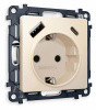Комплект механизма электрической розетки ALFA MA330010 Бежевый матовый 2USB A+C 20W быстрая зарядка с заземлением со шторками 2P+E 16A-250V QUANT