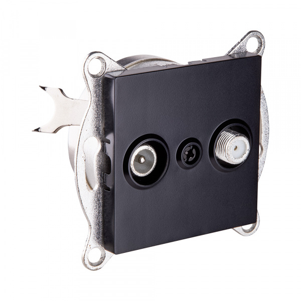 Розетка двойная TV (мама) + спутниковая SAT, черный Kollinger REA-035BK для Aspekt, Eleganz, Reflex