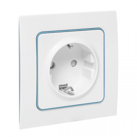 EKF PROxima Стокгольм Белый Розетка с/з, со шторками, 16А, винт.клеммы