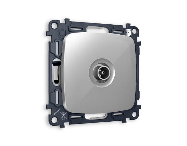 Комплект механизма TV розетки оконечной OMEGA MO413010 Серебро глянец 50-870 MHz 1dB QUANT