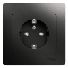 SE Glossa Антрацит Розетка с/з со шторками, 16А (в сборе)