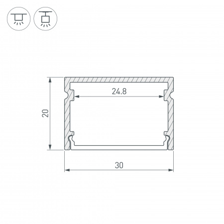 Arlight Профиль LINE-3020-2000 ANOD (Алюминий)