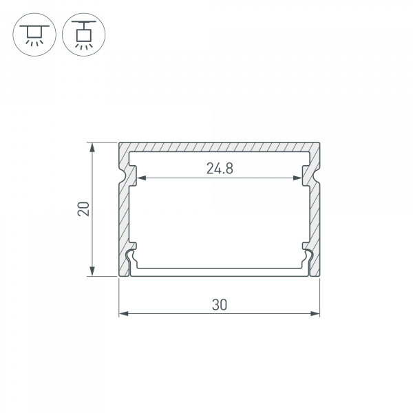 Arlight Профиль LINE-3020-2000 ANOD (Алюминий)