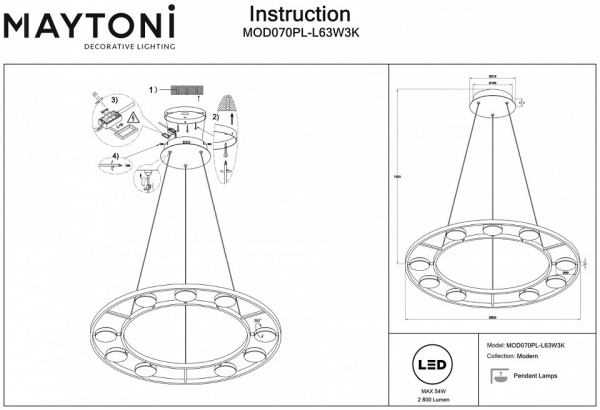 Подвесной светильник MOD070PL-L63W3K Maytoni Fad Подвесной светильник MOD070PL-L63W3K Maytoni Fad