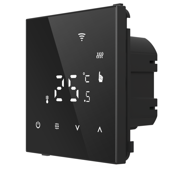 Donel Термостат с датчиком пола с Wi-Fi, программируемый через приложение, черное стекло, DTEF70BS-WiFi