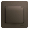 SE Glossa Шоколад Розетка с/з со шторками с крышкой, 16А, IP20 (в сборе)