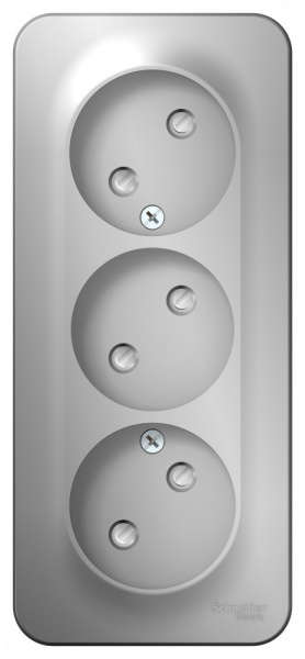 SE Blanca наруж Алюминий Розетка 3-ая б/з со шторками 16А, 250В, изолир. пластина