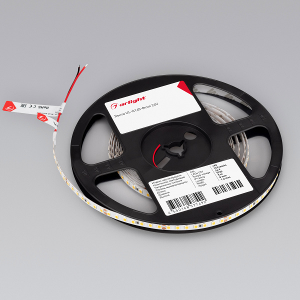Arlight Лента UL-A140-8mm 24V Warm3000 (5 W/m, IP20, 5m) (7 лет)