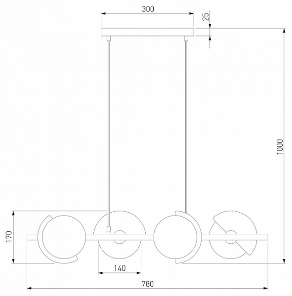 Подвесной светильник 70149/4 черный/латунь Eurosvet Moity