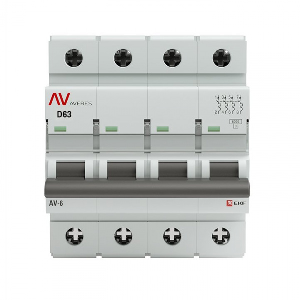 EKF Averes AV-6  Автоматический выключатель  (D) 4P 63А 6kA