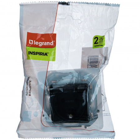 Legrand INSPIRIA Антрацит Розетка 2К+З IP 44 с откидной крышкой и шторками - немецкий стандарт - 16 А - 250 В