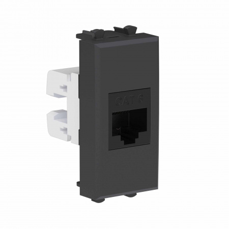DKC Avanti Компьютерная розетка RJ-45 без шторки модульная ,кат.6, Черный матовый, 1 модуль