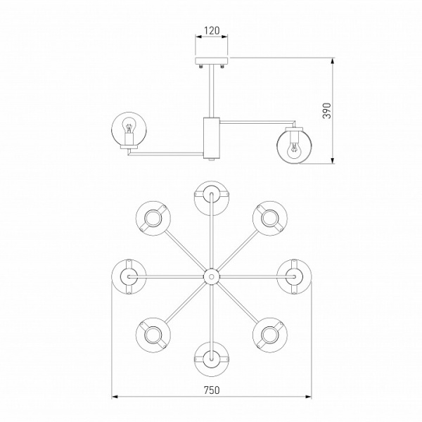 Потолочная люстра с плафонами 70118/8 черный Eurosvet Creek Потолочная люстра с плафонами 70118/8 черный Eurosvet Creek