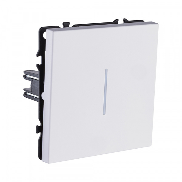 Выключатель 1-клавишный 10А/250В с LED подсветкой, белый глянцевый Kollinger Eclipse EC-007WG