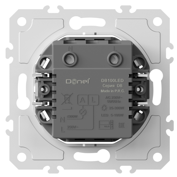 Donel Светорегулятор поворотный Triac, LED 100 Вт (акт.нагрузка-макс. 300Вт), серия DB, DB100LED